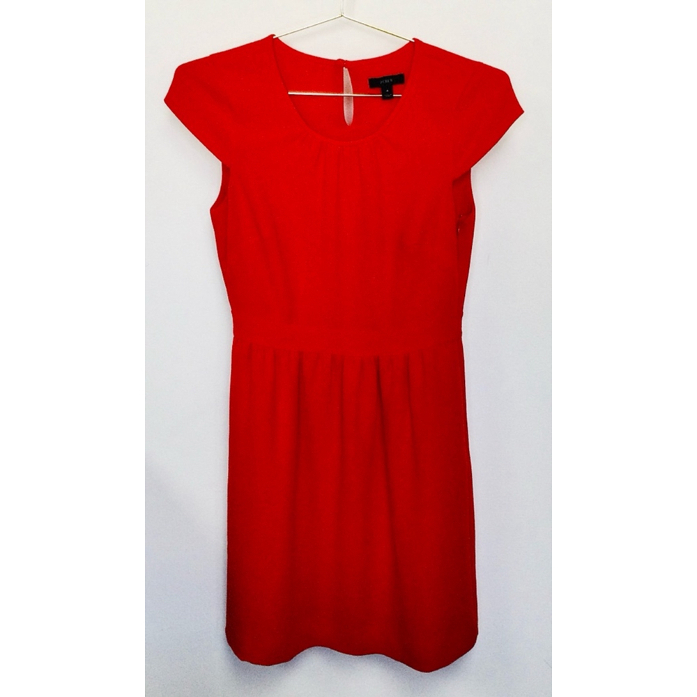 Women's J.Crew Red Dress Cap Sleeve Fit‎ and Flair Size 4